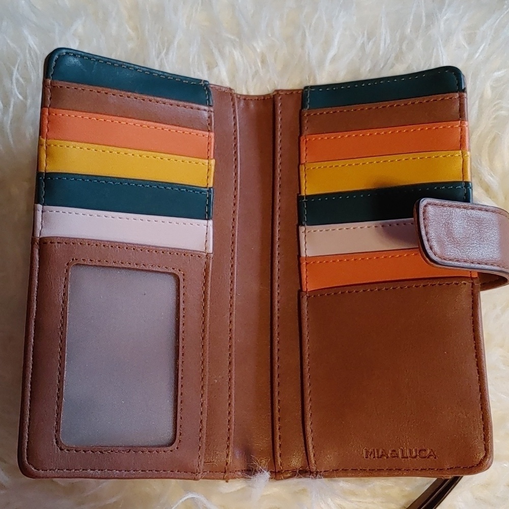 MIA & LUCA BROWN WALLET WITH COLOURED CARD SLOTS